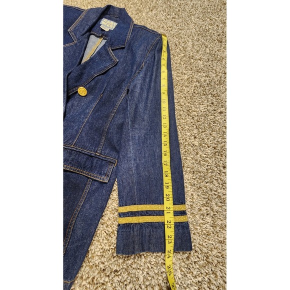 Vtg 80s 90s Womens Oversized Blue Denim Jacket Gold Buttons Size Medium EastWest - Picture 11 of 12